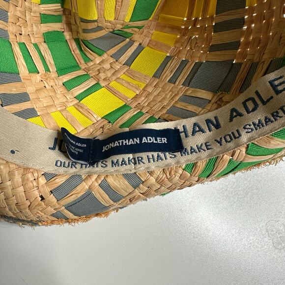 JONATHAN ADLER Women\'s Green‎ Straw Hat Fedora Green Blue Woven Vibrant Hat main image 7